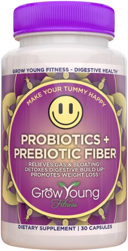 Daily Probiotic + Prebiotic Fiber Supplement for Digestive Health - 30 Servings