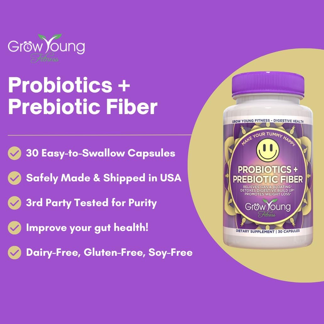 Daily Probiotic + Prebiotic Fiber Supplement for Digestive Health - 30 Servings