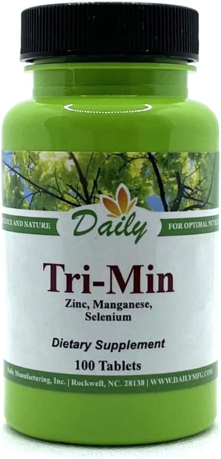 Daily Tri-Min Manganese Selenium Zinc Amino Acid Chelates Supplement 100 Tablets