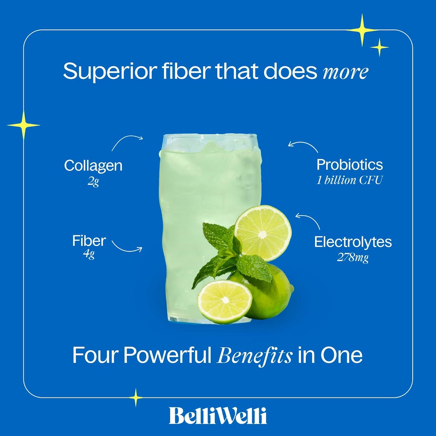 Daily Wellness Fiber Supplement Bundle with Collagen, Probiotics & Electrolytes - Tropical Breeze & Cucumber Lime Mint Flavors - 32 Servings