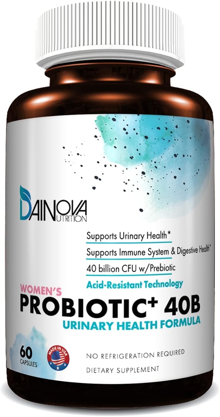 Dainova Probiotics for Women: 40 Bil CFU for Vaginal & Urinary Tract Health, Yeast Infection, UTI - 60 Capsules