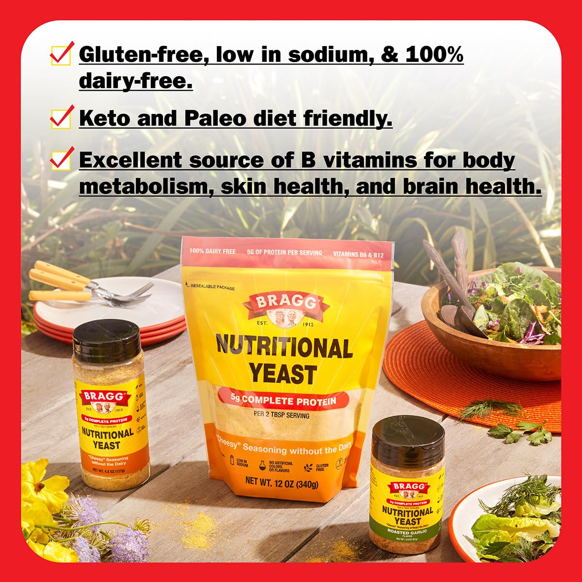 Dairy-Free Parmesan Cheese Substitute - Bragg Nutritional Yeast Seasoning - 4.5 oz - Ideal for Salads, Pastas, and Vegetables - BoostGo Australia