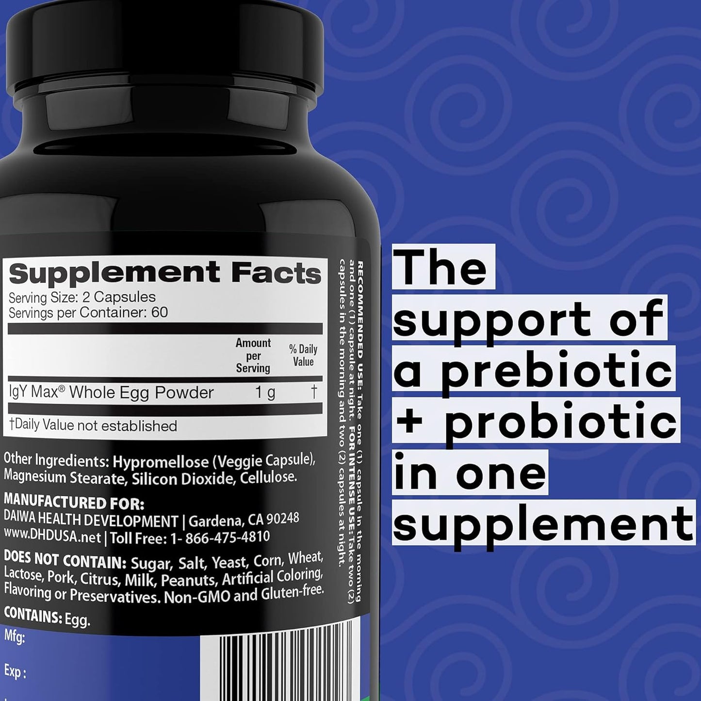 Daiwa Gastro Health Digestion Aid Supplements - 120 Count for Gut Health & Immune Support
