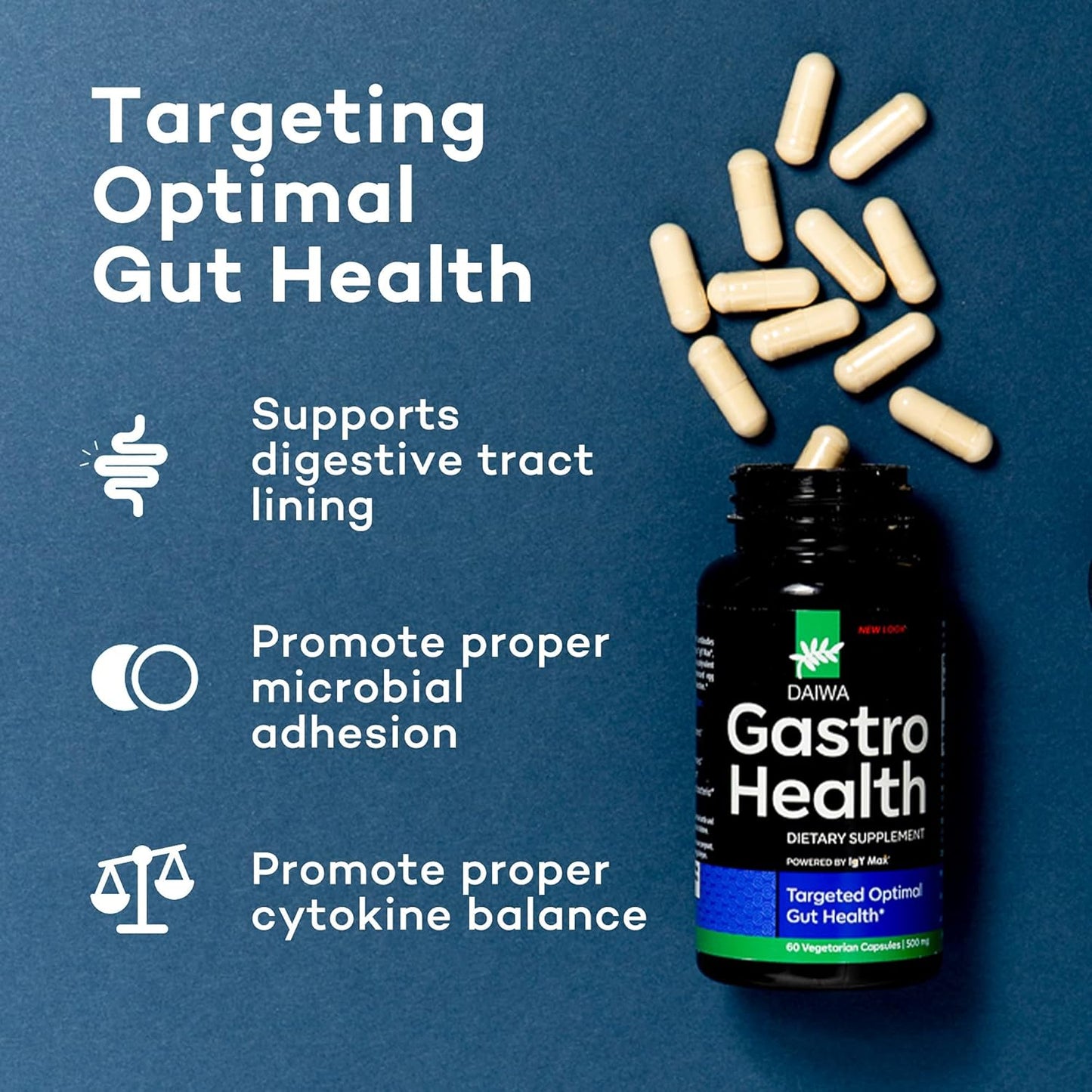 Daiwa Gastro Health Digestion Aid Supplements - 120 Count for Gut Health & Immune Support