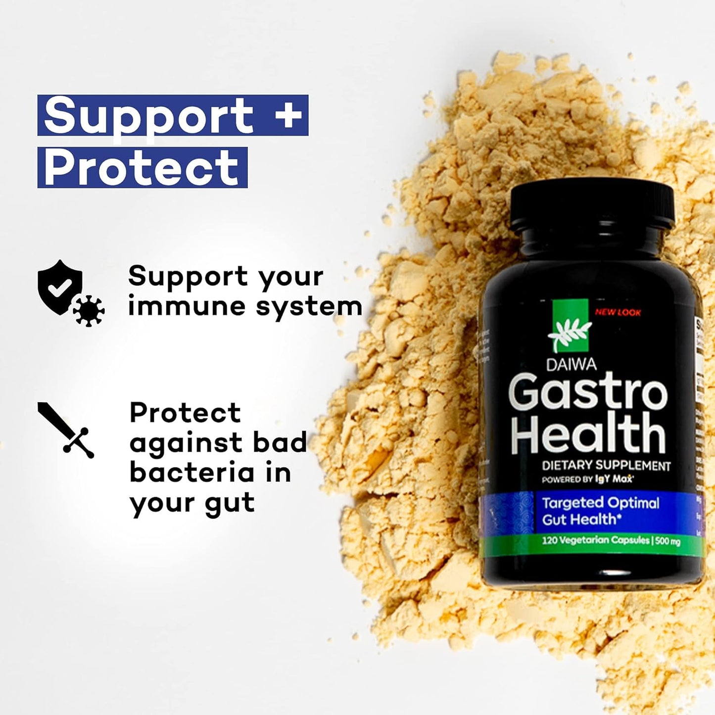 Daiwa Gastro Health Digestion Aid Supplements - 120 Count for Gut Health & Immune Support