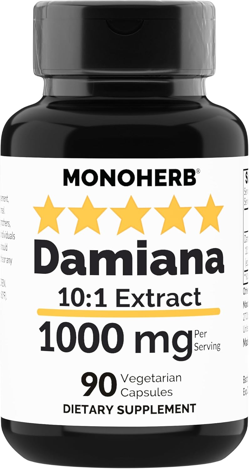 Damiana Extract Capsules - 1000mg, 90 Vegetarian Capsules by MONOHERB