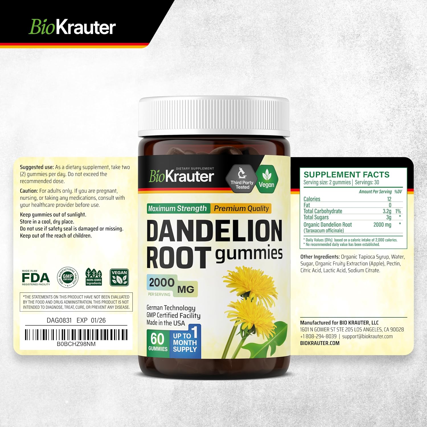 Dandelion Root and Valerian Root Gummy Bundle - 60 Dandelion Gummies and 90 Valerian Gummies