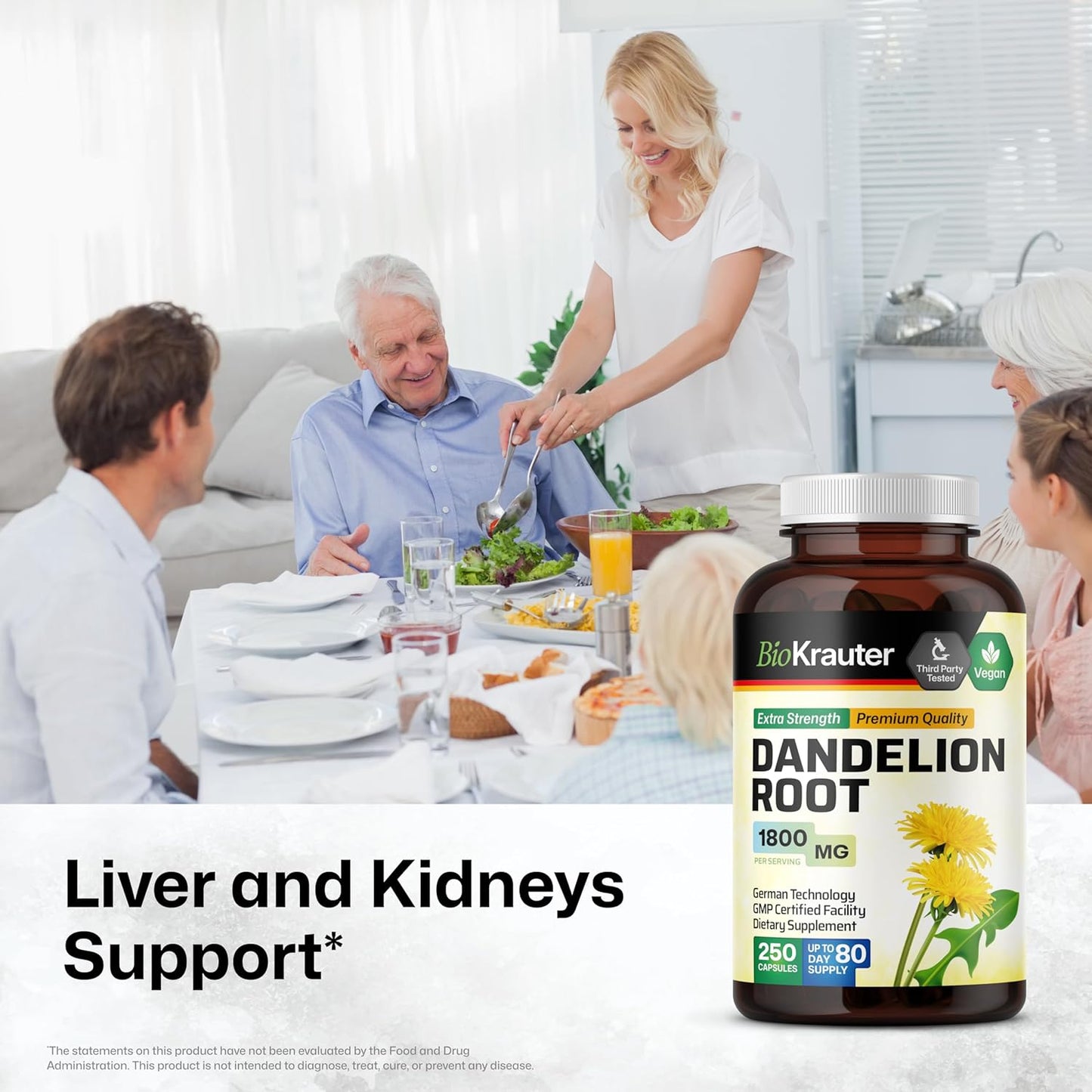 Dandelion Root Capsules and Liver Support Tincture 250 Capsules + 4 Fl. Oz.