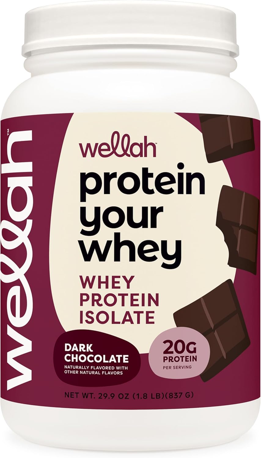 Dark Chocolate Whey Protein Isolate Powder - 30 Servings by Wellah Protein