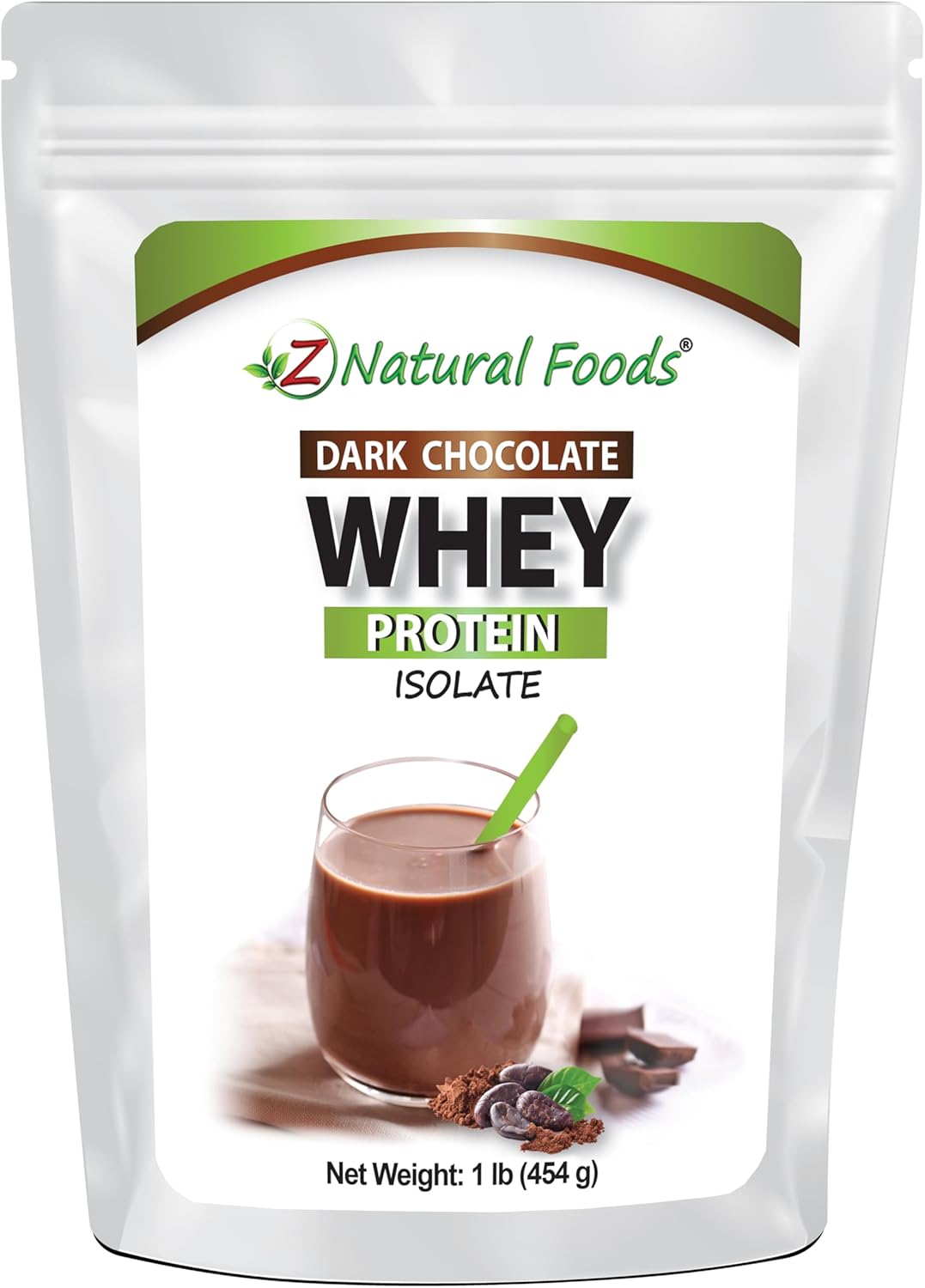 Dark Chocolate Whey Protein Isolate Powder - Zero Sugar, All Natural, Hormone Free - Gluten Free - 1 lb