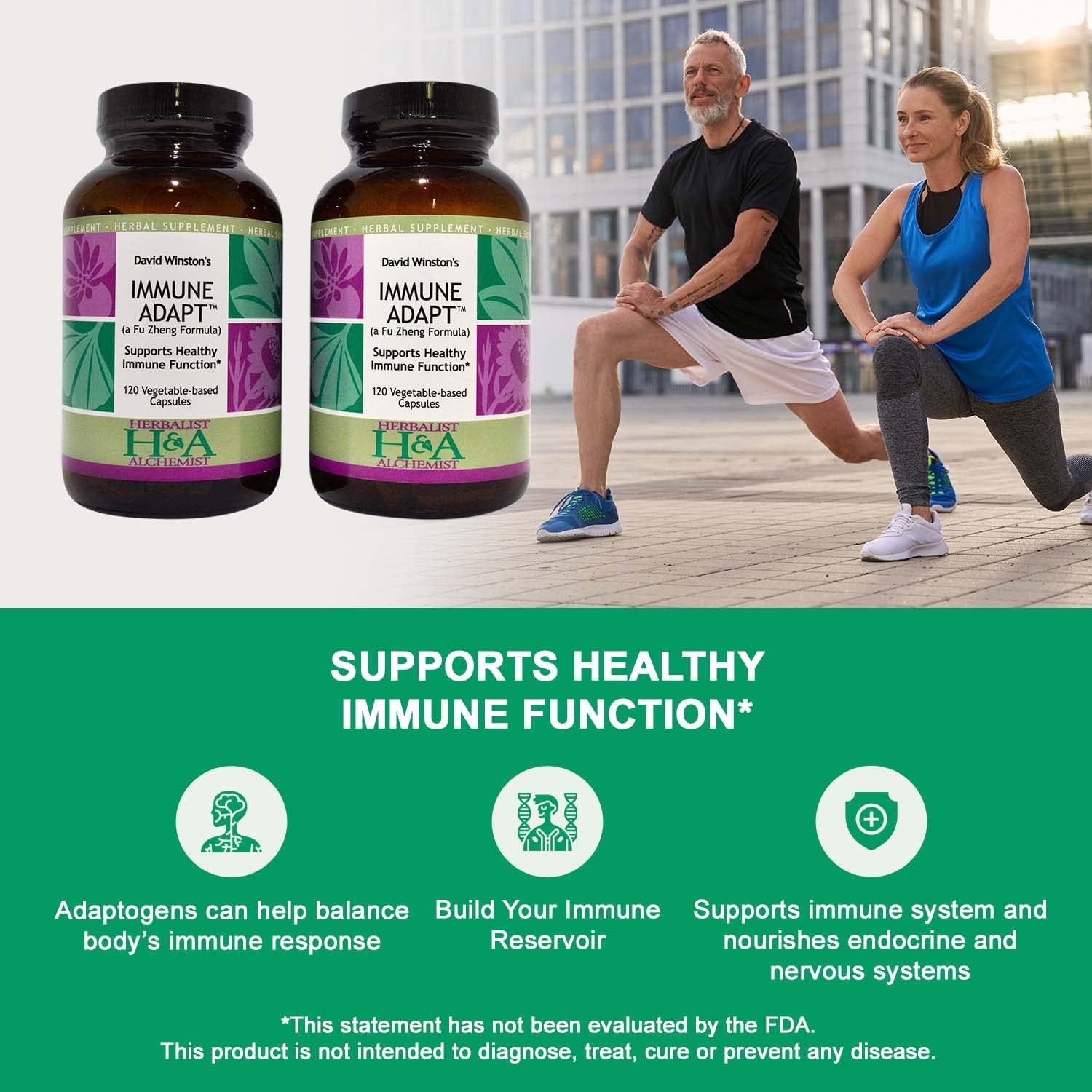 David Winston's Immune Adapt Fu Zheng Capsules - 2 Pack, 4 Month Supply, 120 Ct Each - Herbal Formula for Healthy Immune Support