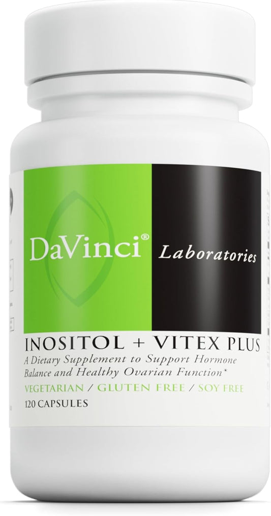 DaVinci Labs Inositol Vitex Plus 120 Caps - Hormone Balance & Ovarian Health - Vegetarian, Gluten & Soy Free Dietary Supplement