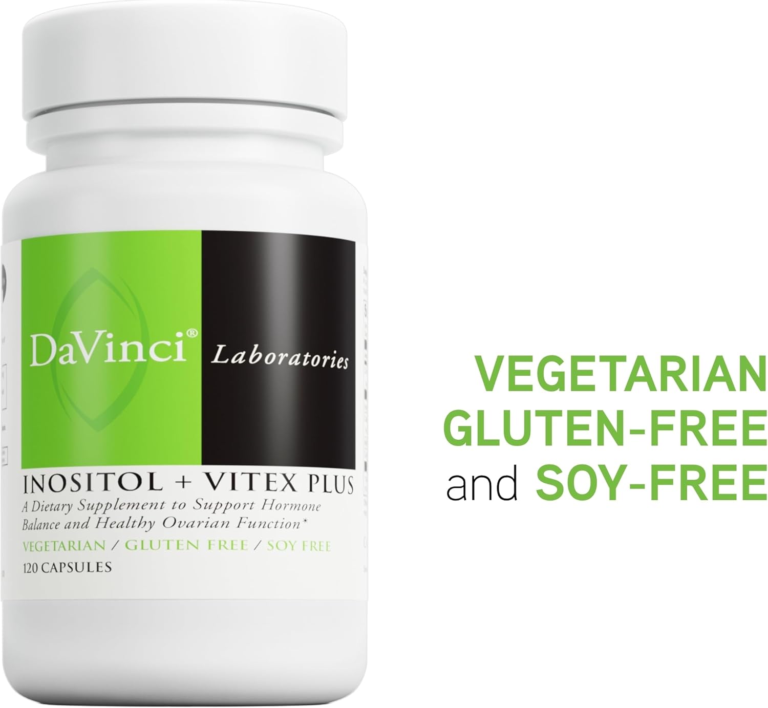 DaVinci Labs Inositol Vitex Plus 120 Caps - Hormone Balance & Ovarian Health - Vegetarian, Gluten & Soy Free Dietary Supplement