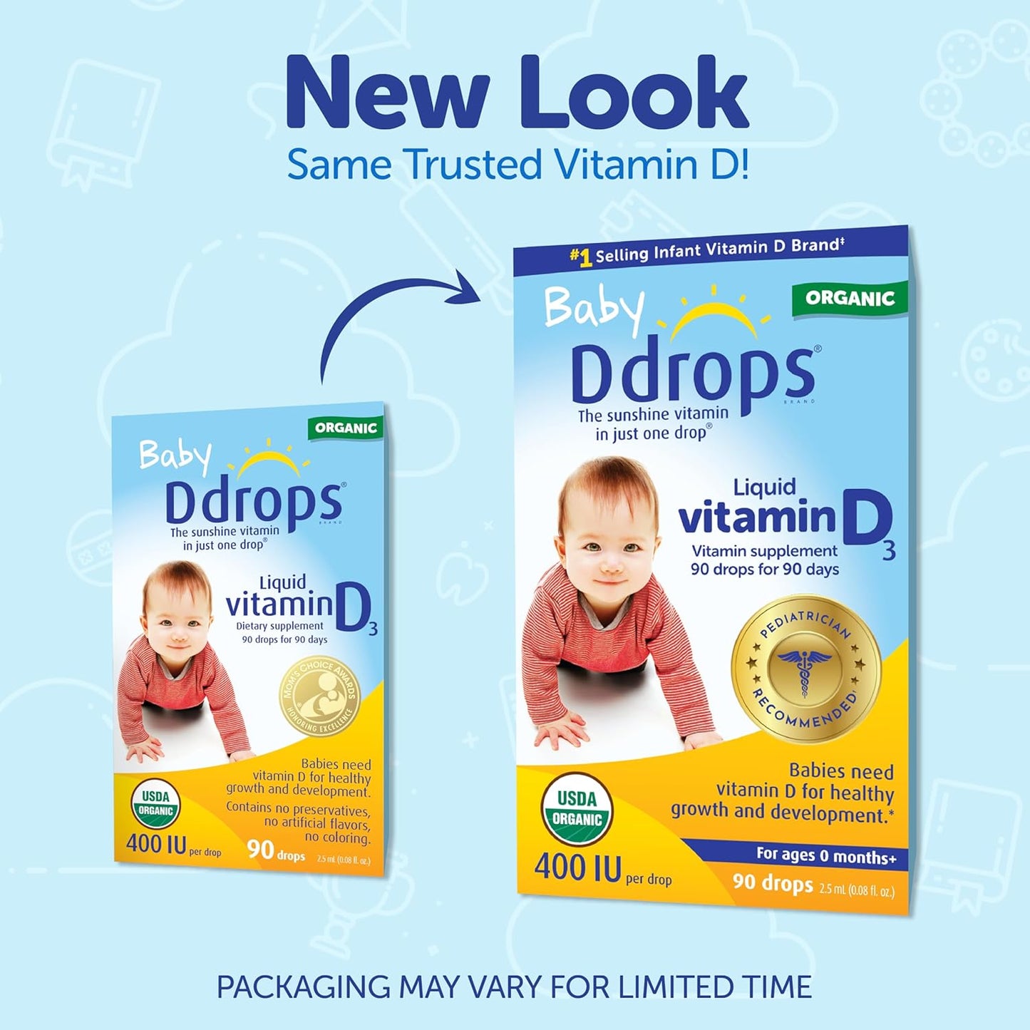 Ddrops Baby 400 IU Vitamin D Liquid Supplement - 90 Drops (2.5mL) - Pack of 1