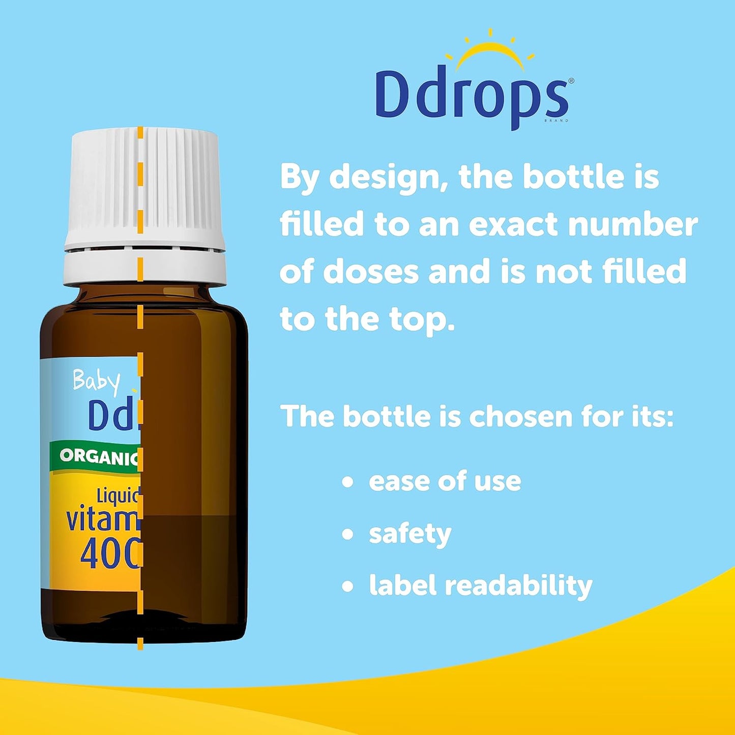 Ddrops Baby 400 IU Vitamin D Liquid Supplement - 90 Drops (2.5mL) - Pack of 1