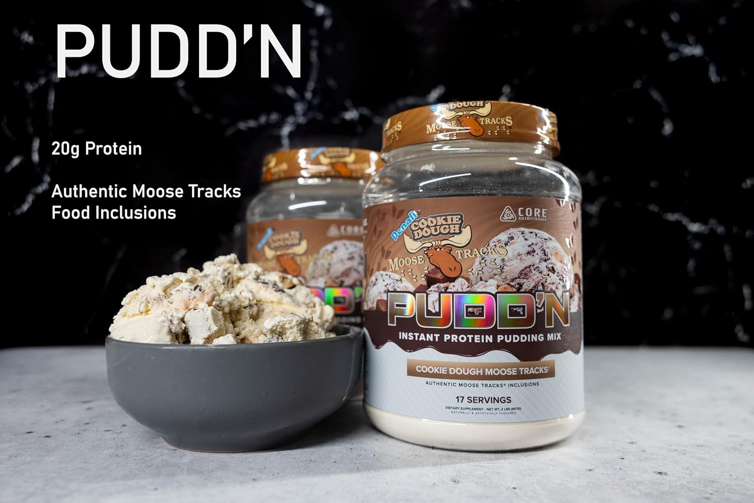 Decadent Protein Pudding Mix with 20G Protein, Full Disclosure Casein Blend, Sustained Release, 17 Servings - Chocolate Moose Tracks, 2 lb
