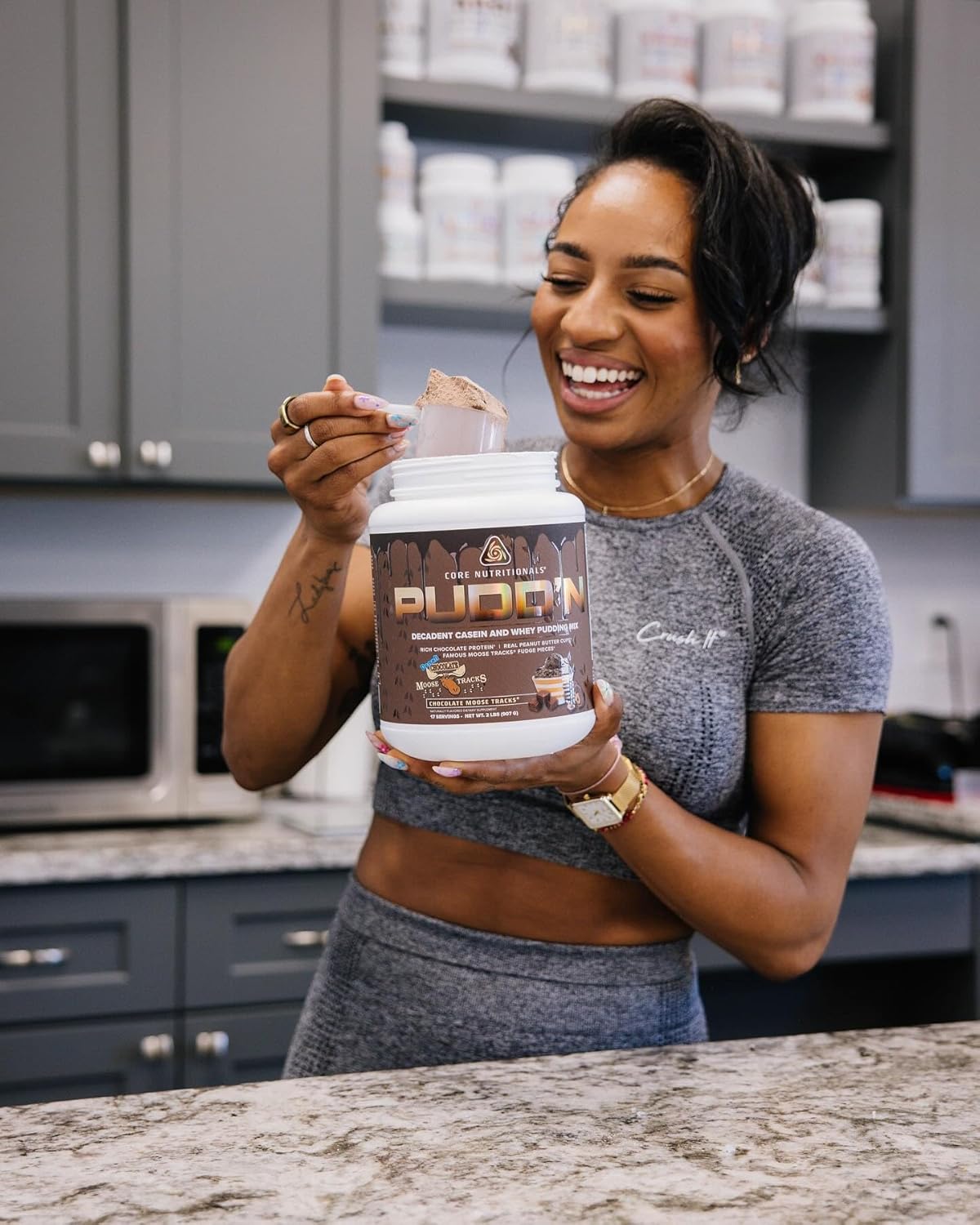 Decadent Protein Pudding Mix with 20G Protein, Full Disclosure Casein Blend, Sustained Release, 17 Servings - Chocolate Moose Tracks, 2 lb