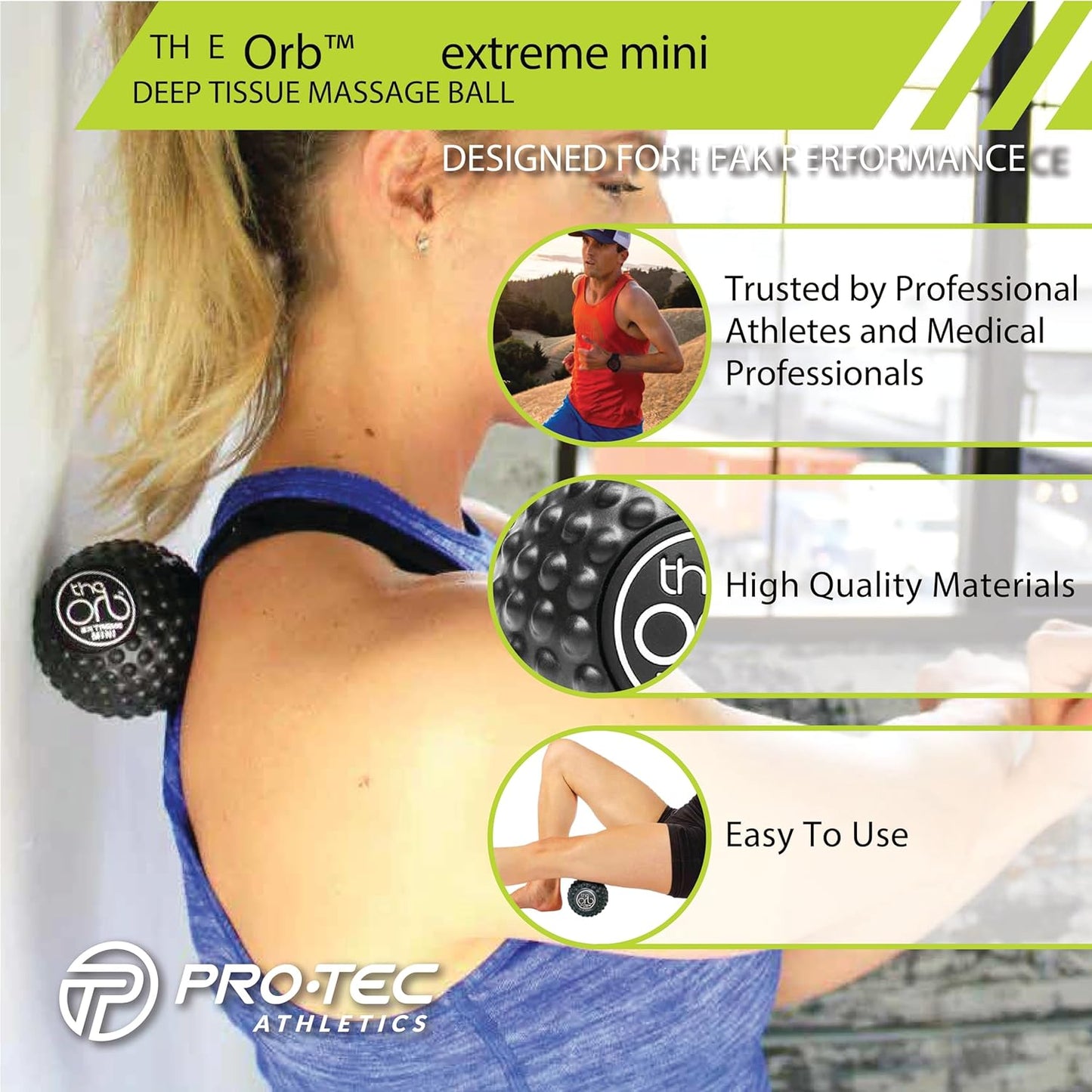 Deep Tissue Massage Balls for Muscle Relief - Pro-Tec Athletics Orb, Multi-Directional Massage for Hamstrings, Quadriceps, and Calves, Enhance Performance During Workouts for Adults.