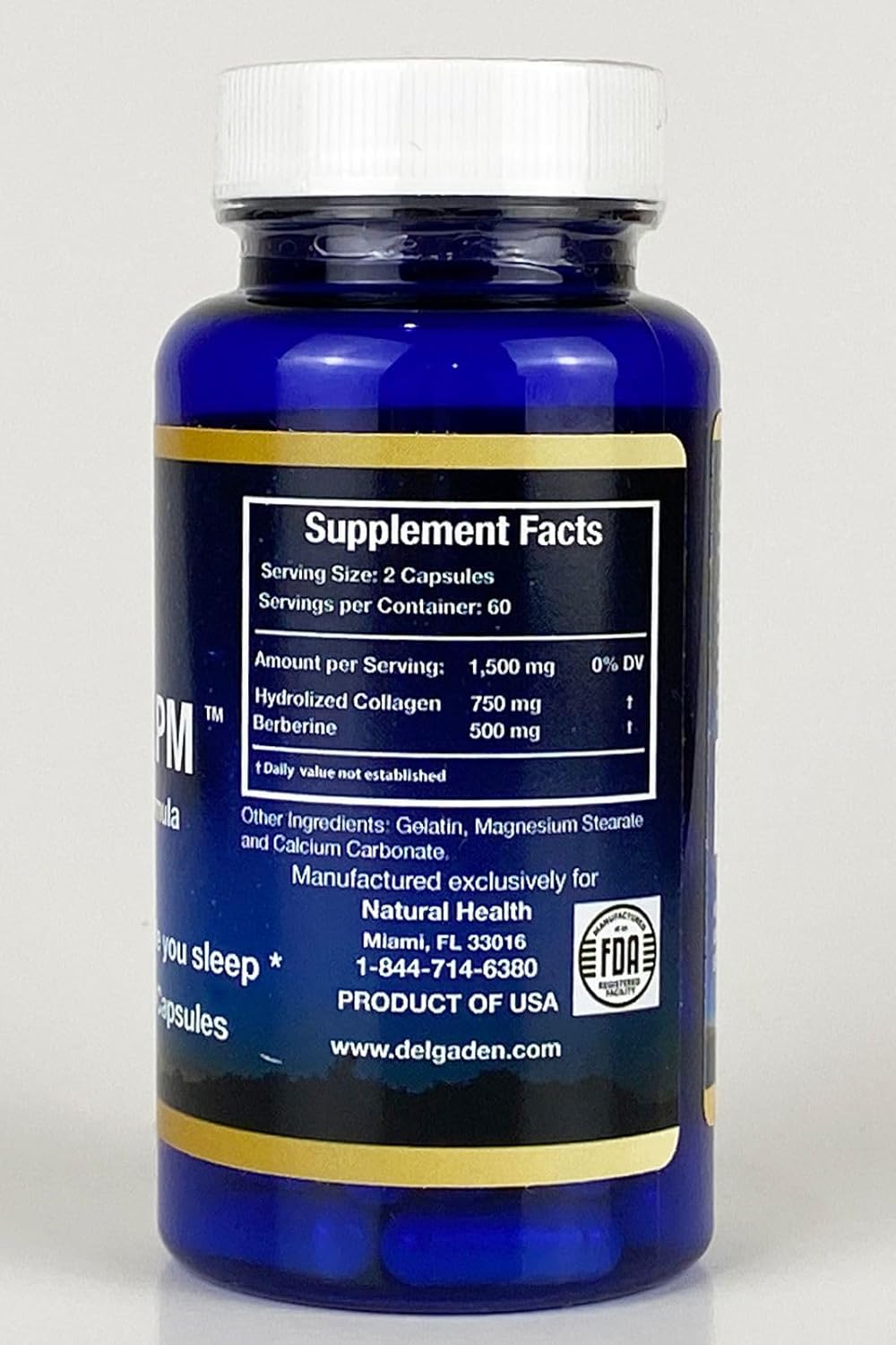 Delgaden PM Weight Loss Supplement with Hydrolyzed Collagen and Berberine - 60 Softgels for Overnight Results