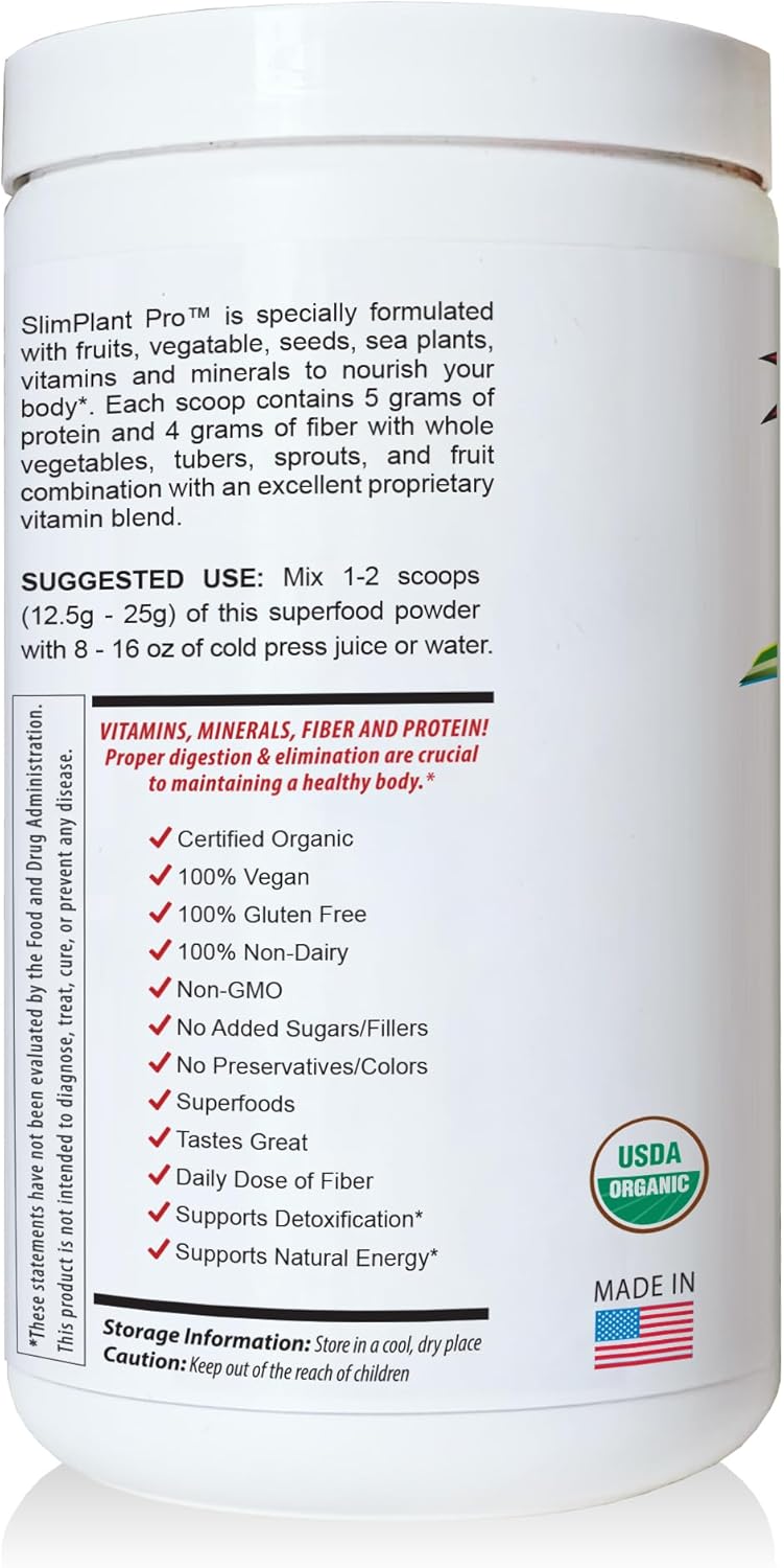 Delgado Protocol SlimPlant Pro Superfood Protein Powder with 35 Vitamins & Minerals - Natural Whole Food Ingredients (13.2 oz)