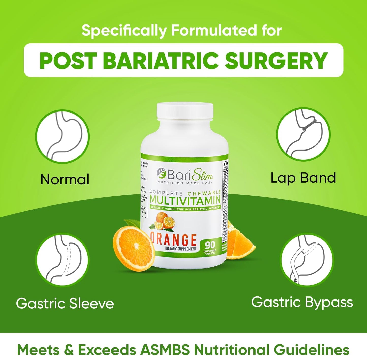 Delicious & Convenient BariSlim Complete Chewable Bariatric Multivitamin Tablets with 45mg Iron - Post Bariatric Surgery Supplement for Gastric Bypass & Sleeve - BoostGo Australia