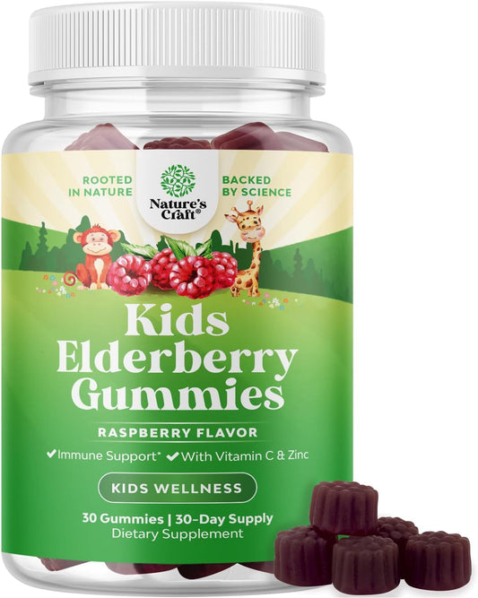 Delicious Elderberry Gummies for Kids with Zinc and Vitamin C - Vegan Immune Support for Children - Gluten-Free and Non-GMO - BoostGo Australia