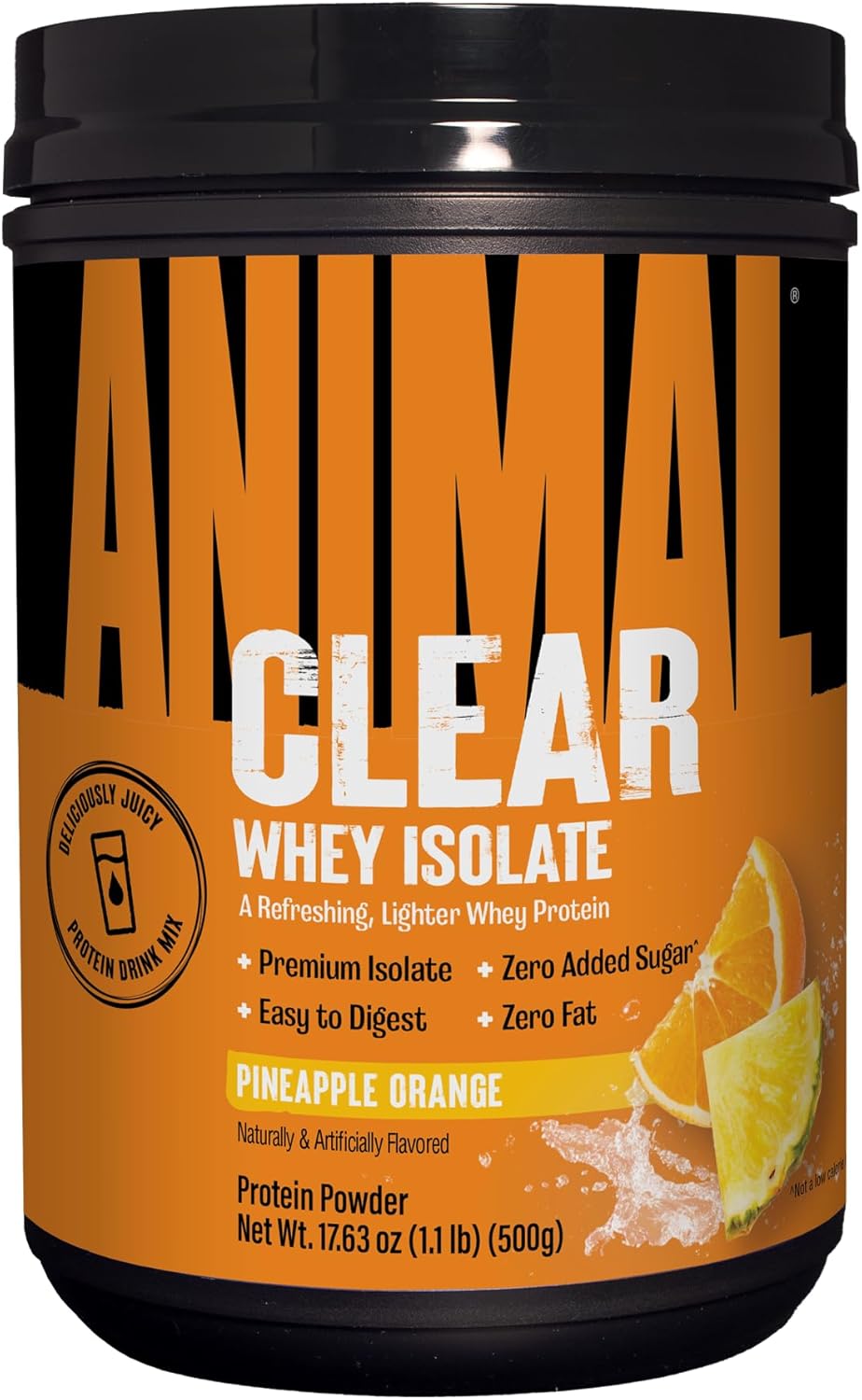 Delicious Pineapple Orange Clear Whey Isolate Protein Powder - 5g BCAA, Easy to Digest and Mix, Refreshing Drink for Men and Women, 500g