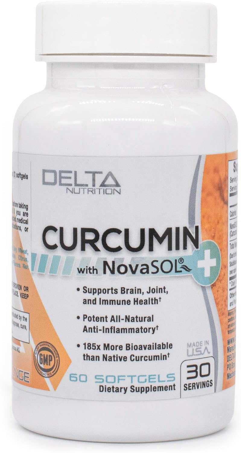 Delta Nutrition Curcumin+ Liquid Micelle Technology - 185x More Bioavailable Than Standard Curcumin - 60mg per Serving