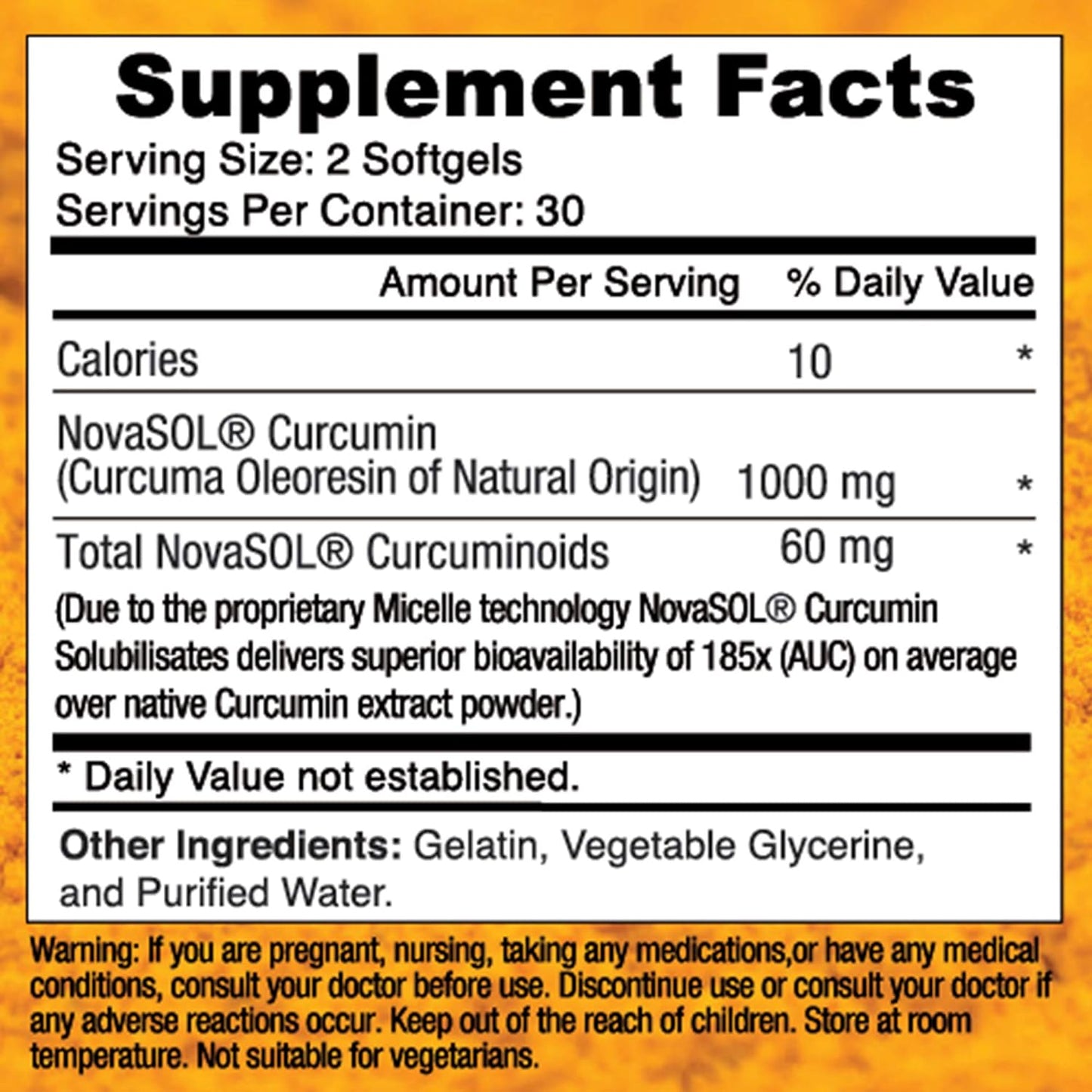 Delta Nutrition Curcumin+ Liquid Micelle Technology - 185x More Bioavailable Than Standard Curcumin - 60mg per Serving