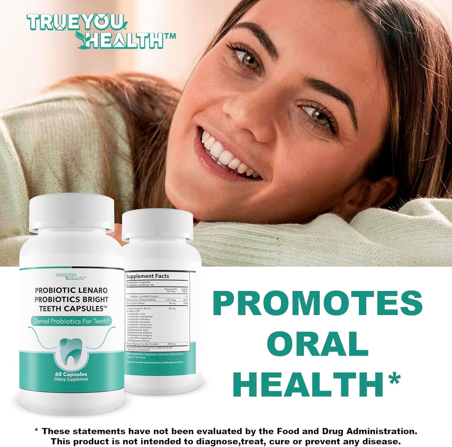 Dental Probiotics Capsules for Bright White Teeth - Probiotics for Teeth Whitening and Dental Health - Probiotic Teeth Whitening Support Capsules