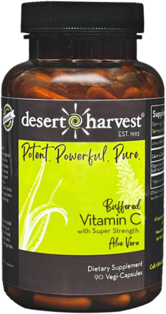 Desert Harvest Buffered Vitamin C Capsules with Aloe Vera - Antioxidant, Immune, and IC Support - 90 Count - BoostGo Australia