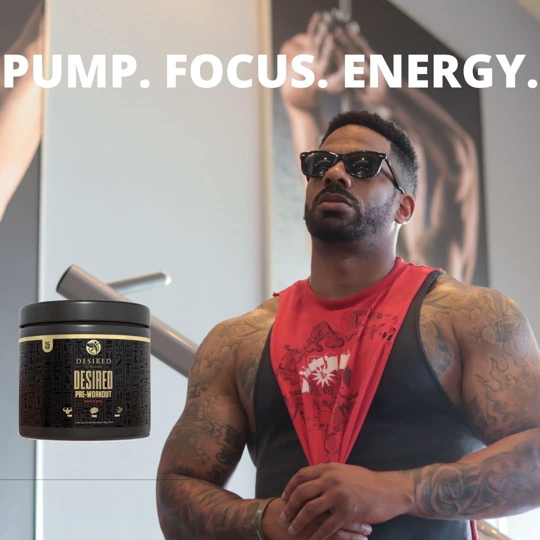 DESIRED NUTRITION Pre Workout Supplement for Energy, Endurance, Focus, Pump, and Strength - Beta Alanine, Caffeine, Citrulline Malate, DMAE, L-Tyrosine - 25 Servings