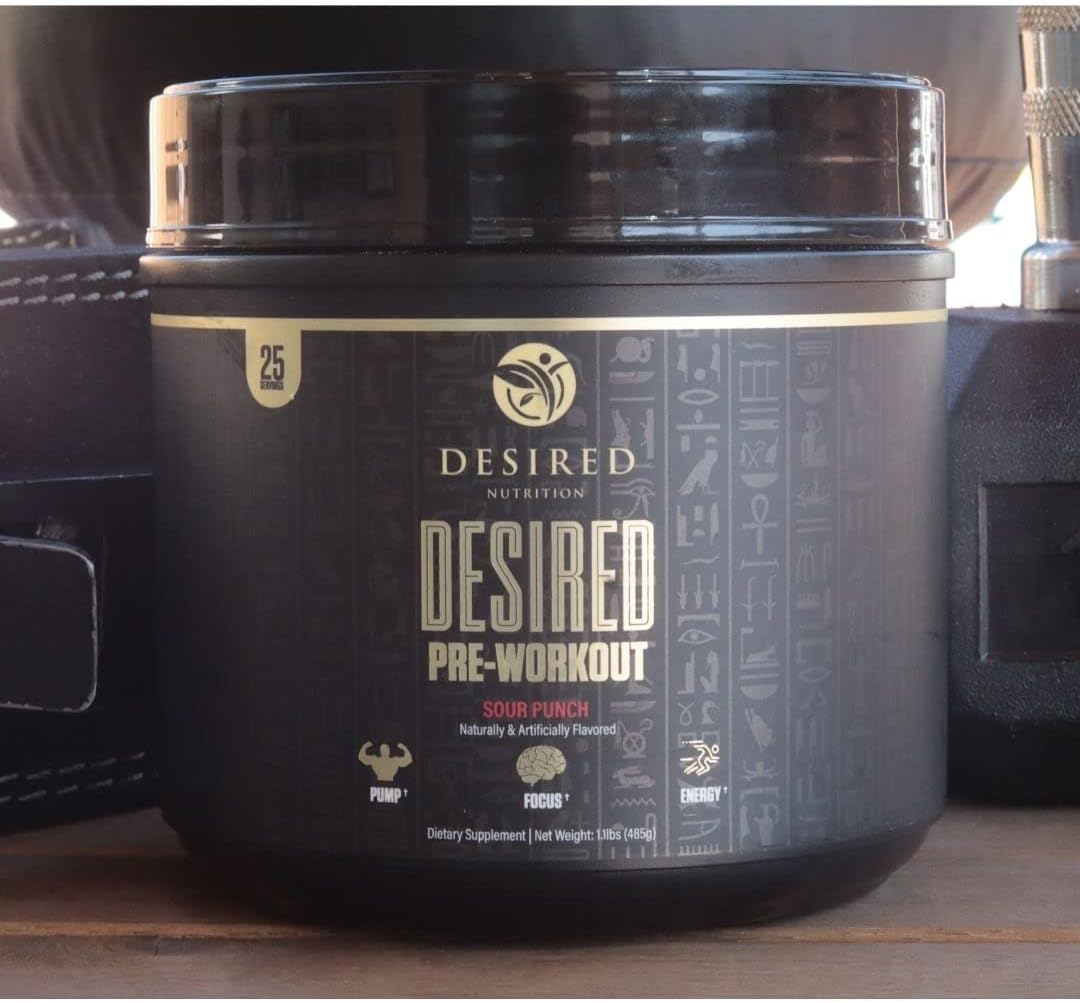 DESIRED NUTRITION Pre Workout Supplement for Energy, Endurance, Focus, Pump, and Strength - Beta Alanine, Caffeine, Citrulline Malate, DMAE, L-Tyrosine - 25 Servings