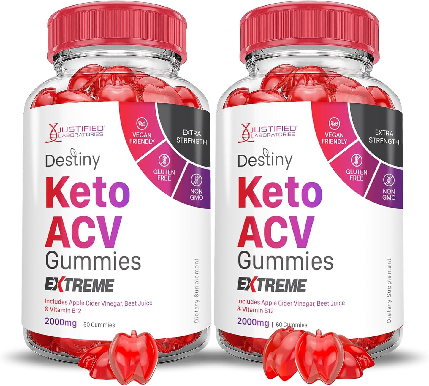 Destiny Keto ACV Gummies 2 Pack - 2000MG Advanced Formula with Pomegranate Beet Juice - B12 Vegan Non GMO - 120 Gummys