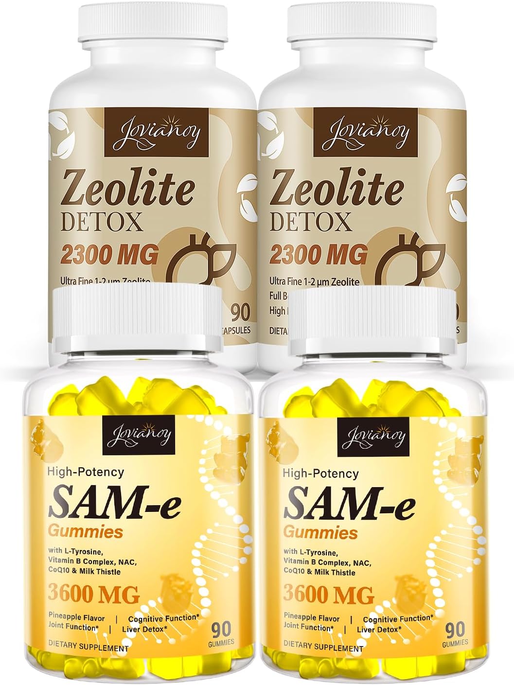Detox Capsules and SAM-e Gummies Combo Pack - 2 Packs of Jovianoy 2300 MG Zeolite and 3600 MG Supplements