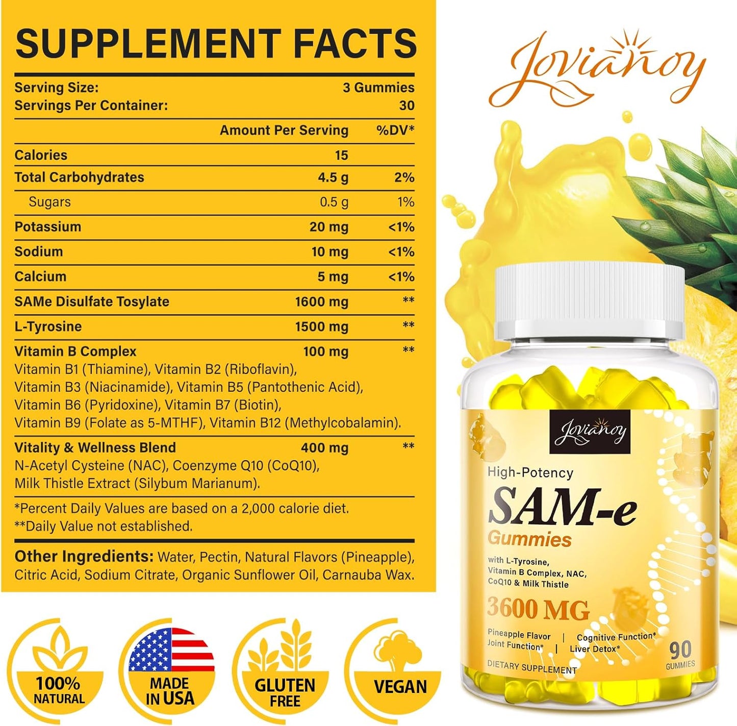 Detox Capsules and SAM-e Gummies Combo Pack - 2 Packs of Jovianoy 2300 MG Zeolite and 3600 MG Supplements