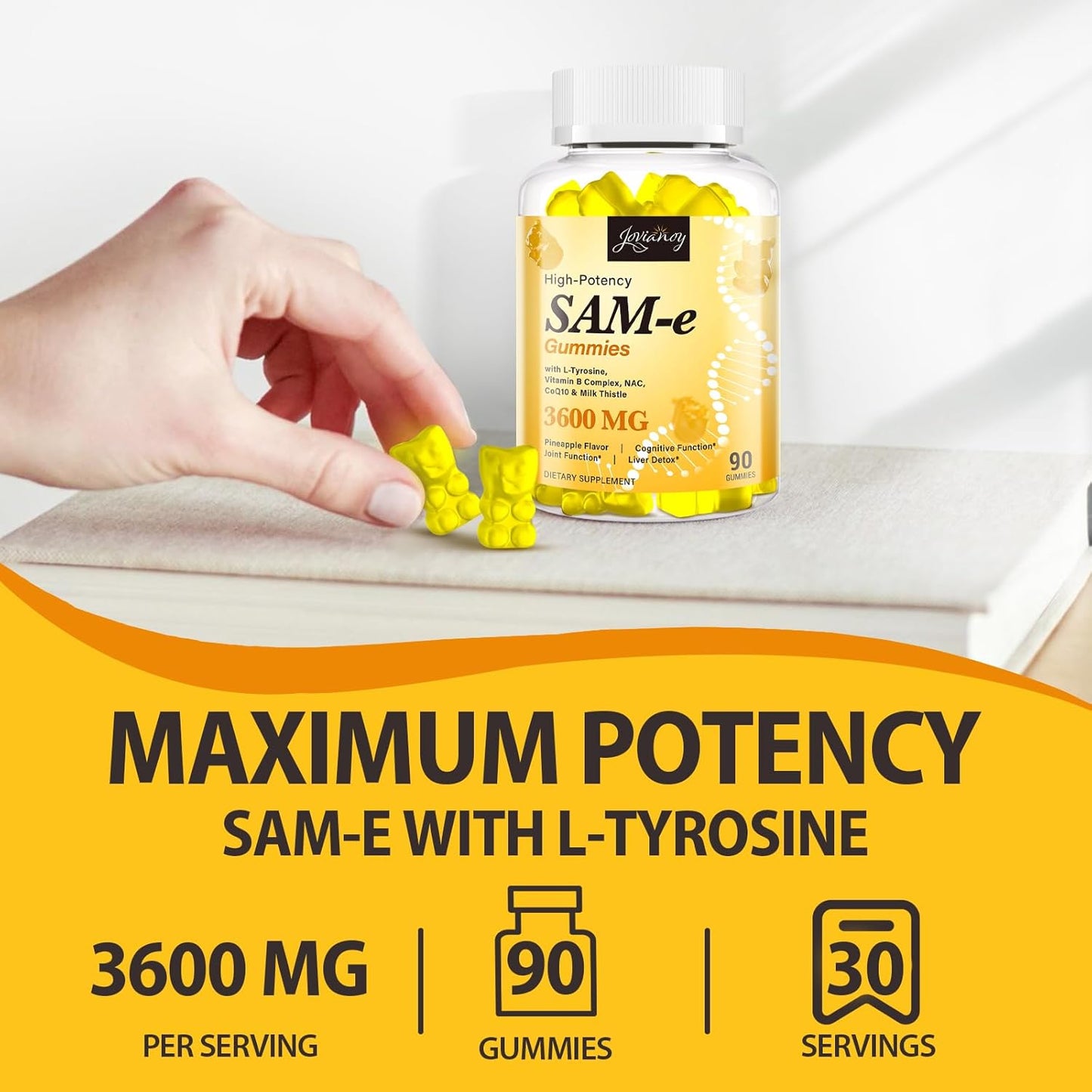 Detox Capsules and SAM-e Gummies Combo Pack - 2 Packs of Jovianoy 2300 MG Zeolite and 3600 MG Supplements