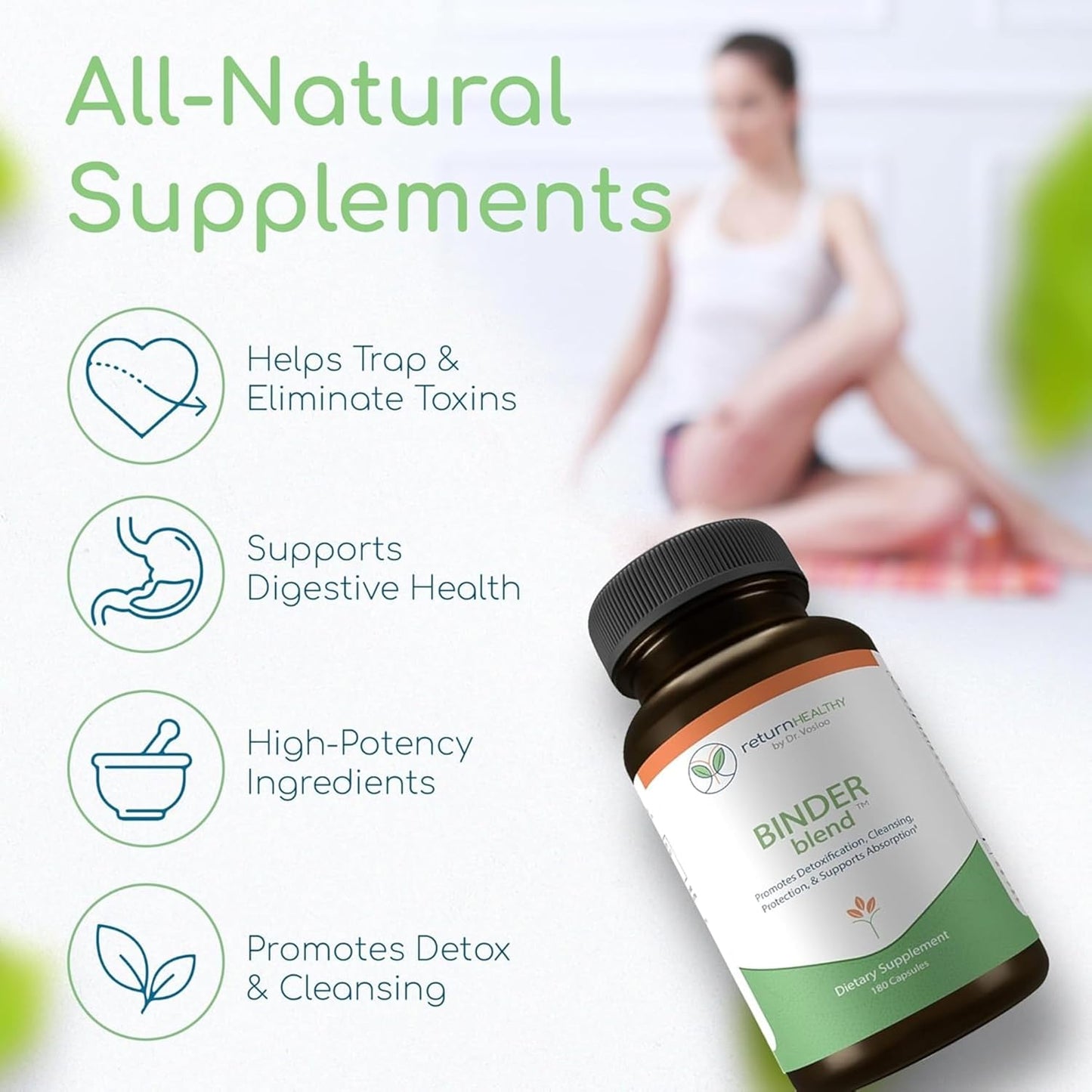 Detox Capsules with Activated Charcoal & Organic Chlorella - Toxin Binder Supplement for Gut Health - Bloating Relief - 180 Capsules - 90 Servings, 960mg & 480mg - Bentonite Clay - 3 Pack