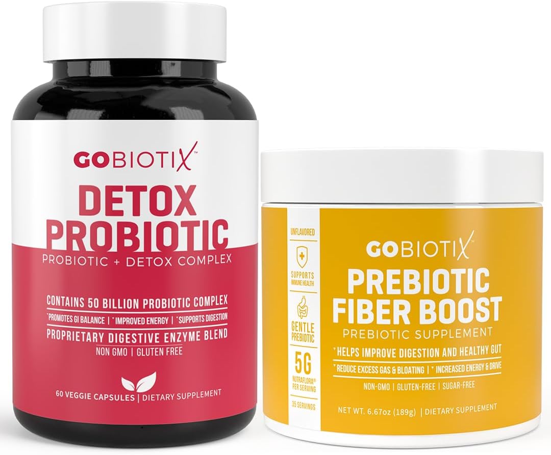 Detox & Fiber Supplement Bundle for Digestive Health - Prebiotic Fiber Powder & Detox Support - Keto, Vegan, Gluten-Free - Gut Cleansing and Regularity