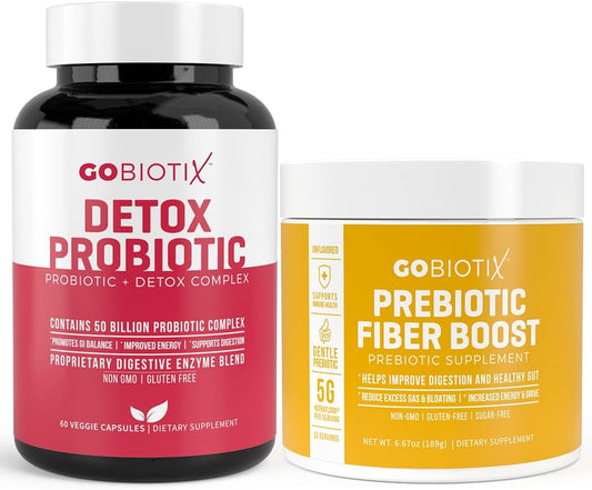 Detox & Fiber Supplement Bundle for Digestive Health - Prebiotic Fiber Powder & Detox Support - Keto, Vegan, Gluten-Free - Gut Cleansing and Regularity