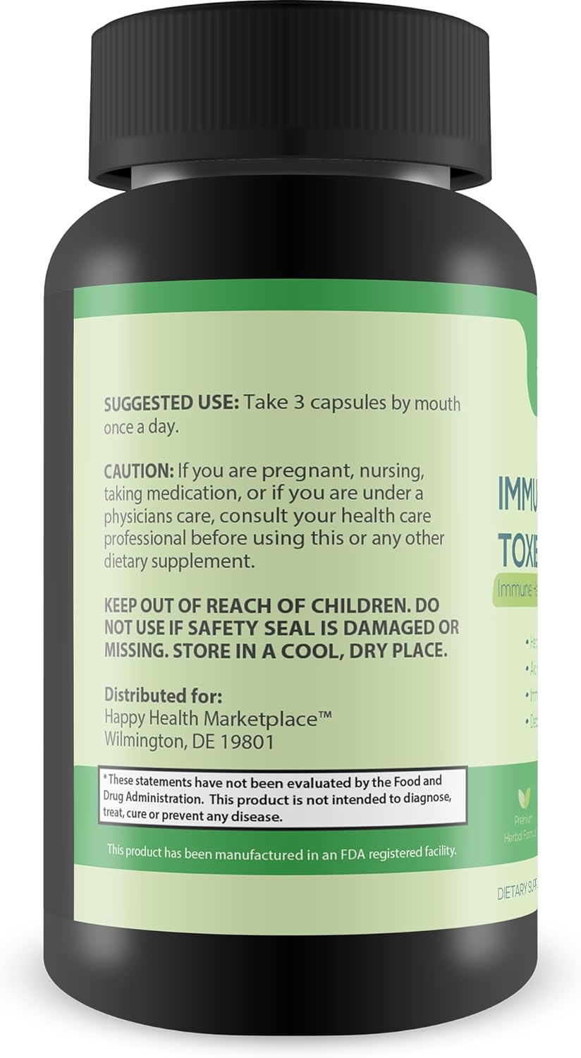 Detox & Immune Support Supplement with Psyllium, Vitamin C, Ginger, Zinc, and Dandelion Root - Natural Cleanse for Full Body Detox and Immune Boost