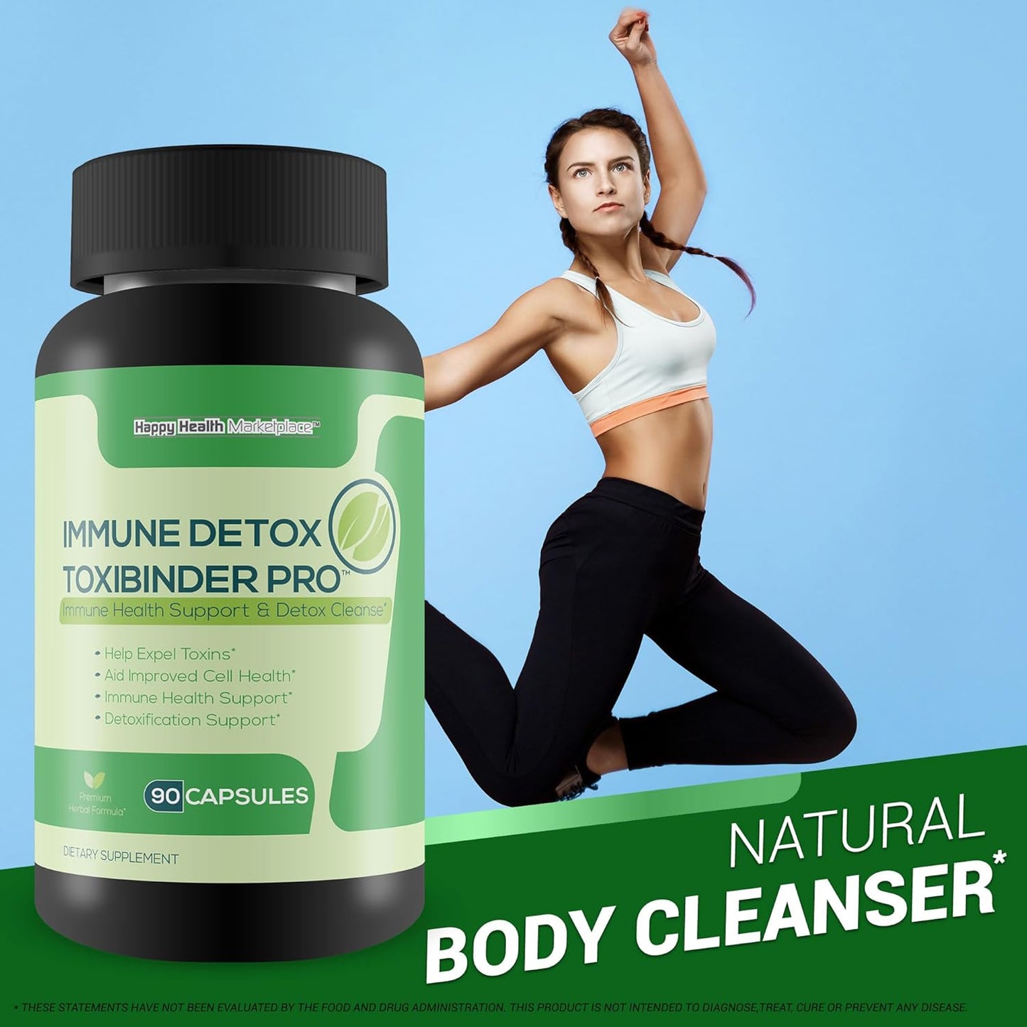 Detox & Immune Support Supplement with Psyllium, Vitamin C, Ginger, Zinc, and Dandelion Root - Natural Cleanse for Full Body Detox and Immune Boost