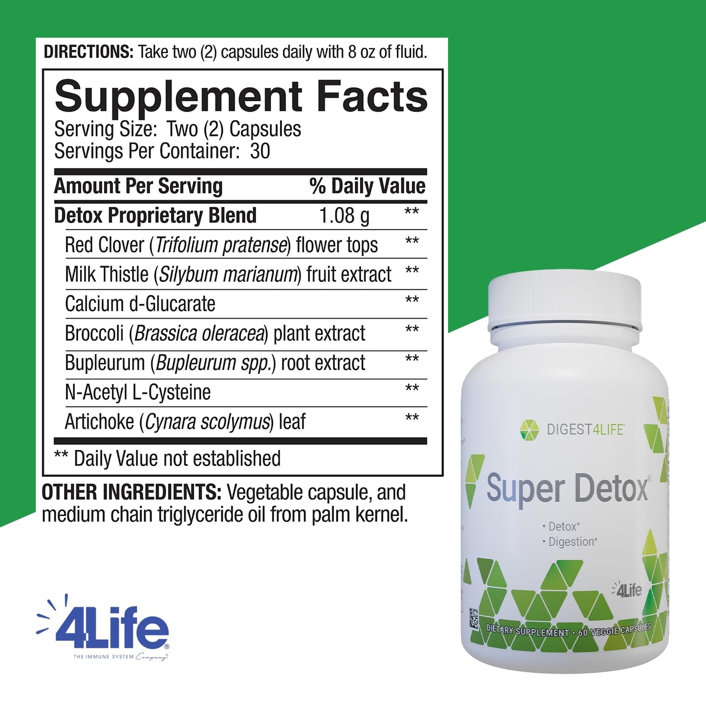 Detox Support Dietary Supplement with Artichoke, Calcium D-Glucarate, Milk Thistle - 60 Capsules by 4Life