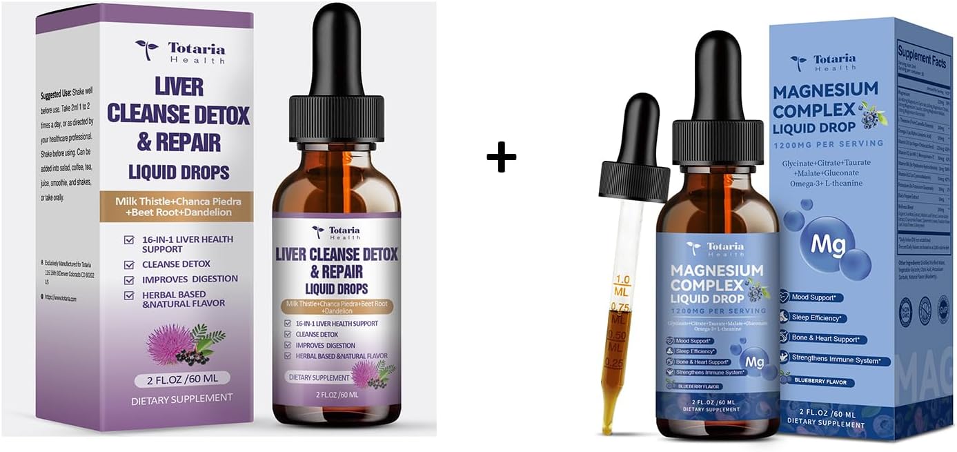 Detoxify and Repair Liver with Totaria Liquid Cleanse + Magnesium Glycinate Complex