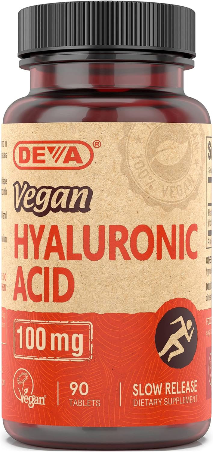 DEVA Nutrition Vegan Hyaluronic Acid 100 mg Tablets - Non-GMO & Non-Hemolytic - 90 Count