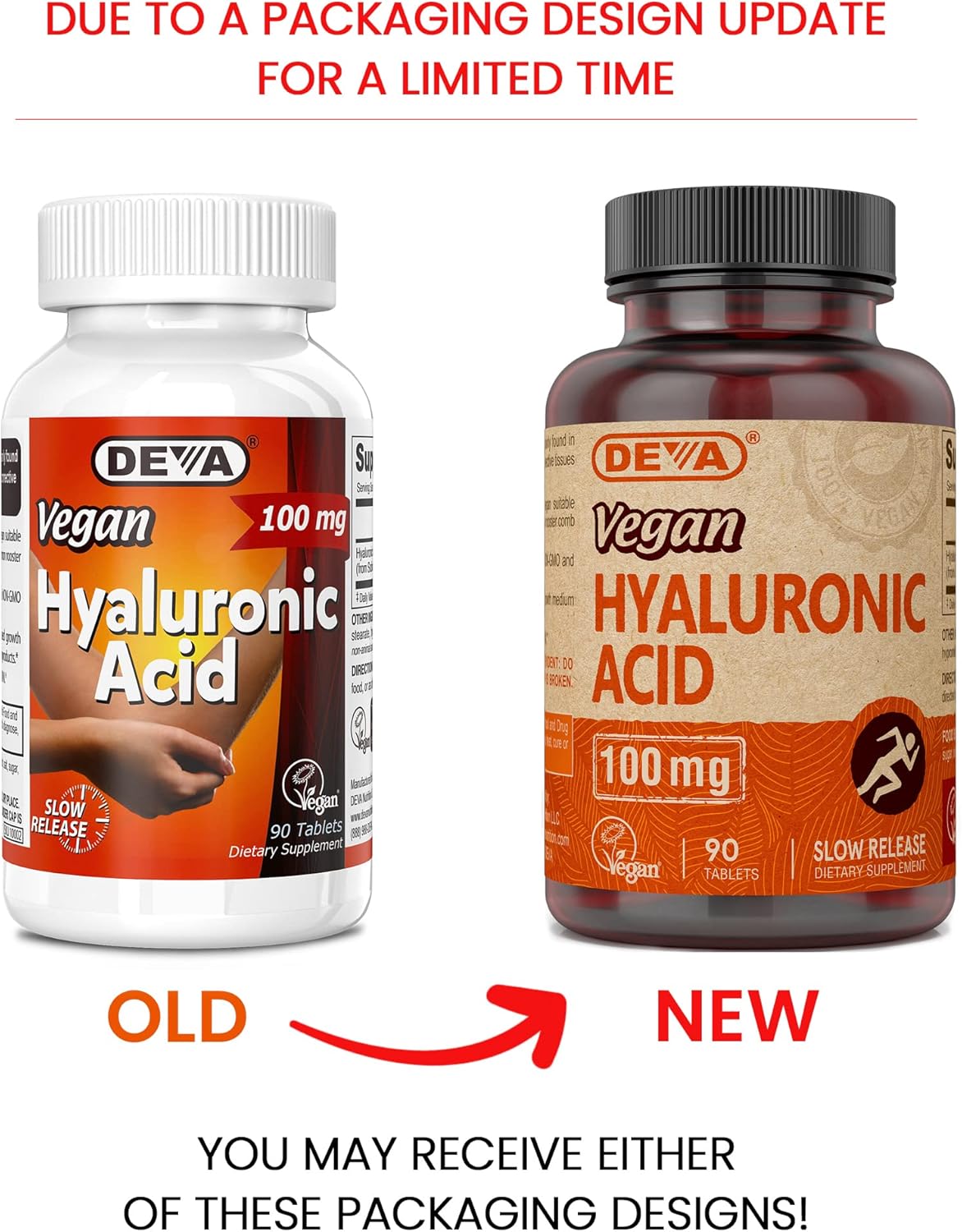 DEVA Nutrition Vegan Hyaluronic Acid 100 mg Tablets - Non-GMO & Non-Hemolytic - 90 Count