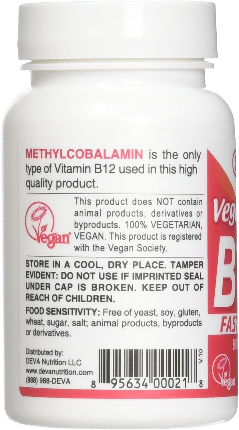 Deva Nutrition Vegan Sublingual B-12 Tablets, Pack of 2