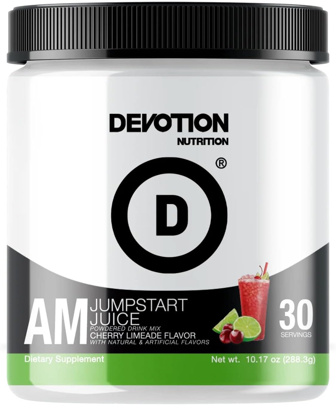 Devotion Nutrition AM JumpStart Juice Powdered Drink Mix - Cherry Limeade Flavor - Cognitive Function & Focus Support - 30 Servings