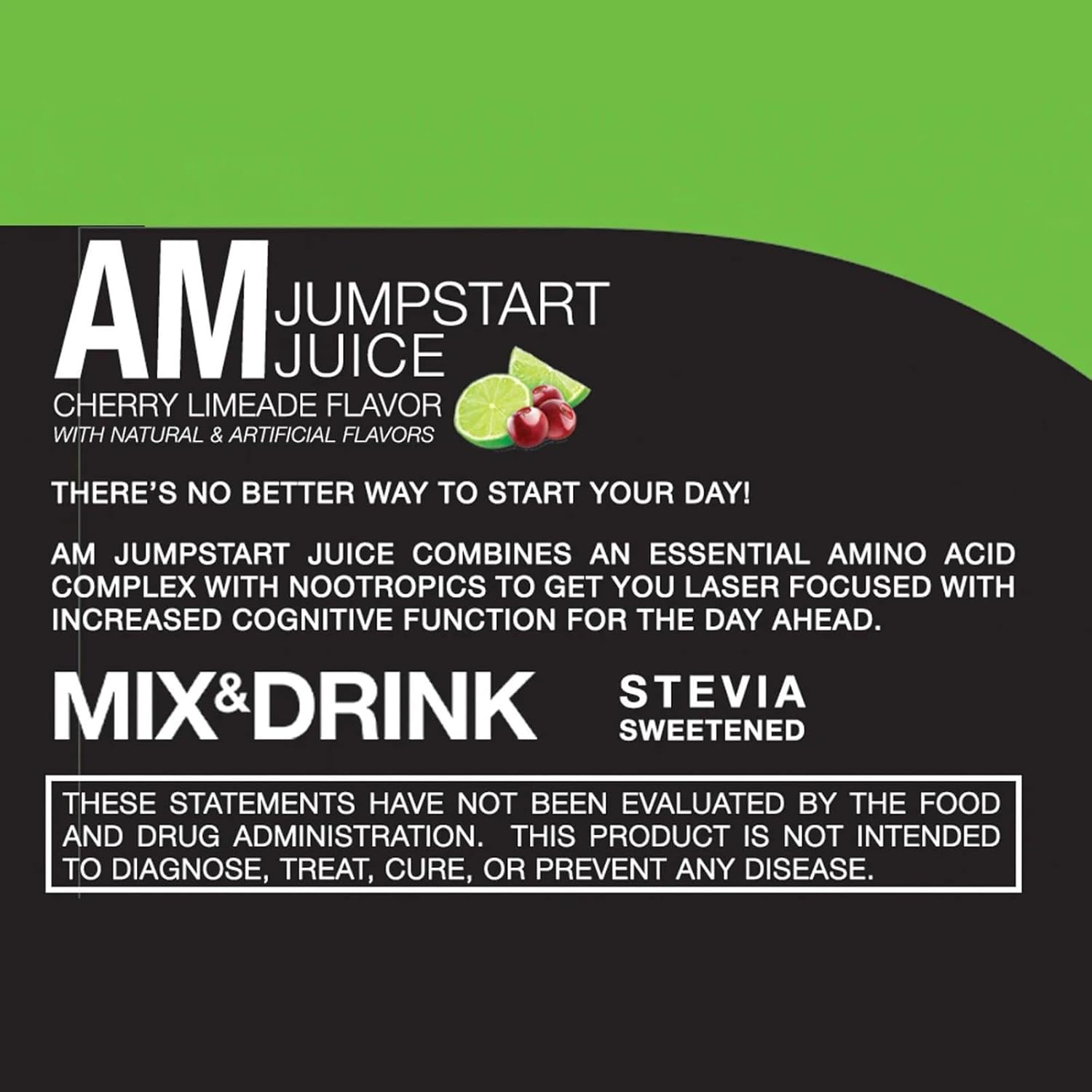 Devotion Nutrition AM JumpStart Juice Powdered Drink Mix - Cherry Limeade Flavor - Cognitive Function & Focus Support - 30 Servings