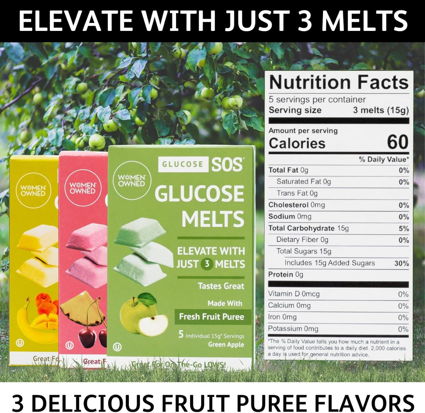 Dextrose Powder Glucose SOS Melts with Natural Fruit Puree - Fast-Acting Sports Supplement Tablets - Cherry/Pineapple Flavor